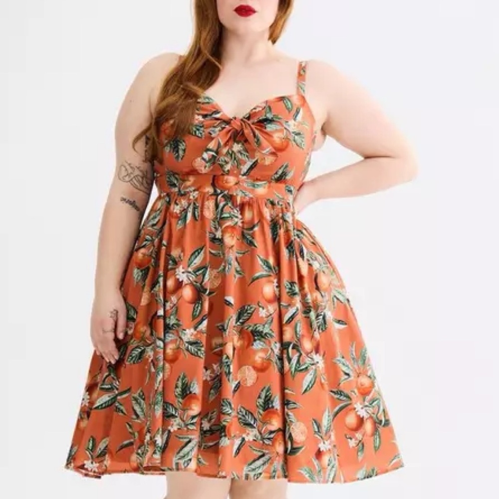 Torrid Retro Chic Orange Groves Mini Rockabilly Pinup Swing Dress 3X 22 24 - Picture 6 of 16